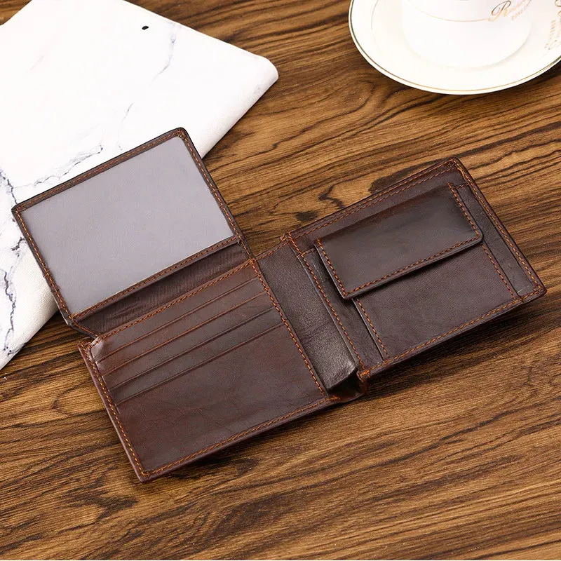 Genuine Leather Men Wallet Vintage Designer RFID Blocking Card Holder