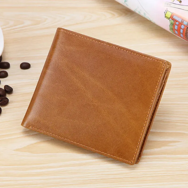 Genuine Leather Men Wallet Vintage Designer RFID Blocking Card Holder
