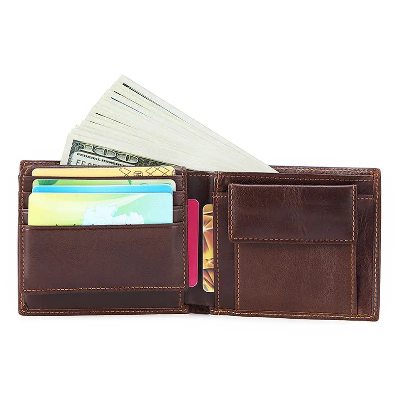 Genuine Leather Men Wallet Vintage Designer RFID Blocking Card Holder