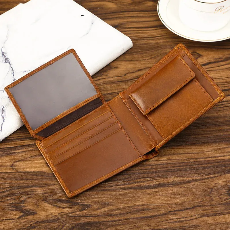 Genuine Leather Men Wallet Vintage Designer RFID Blocking Card Holder