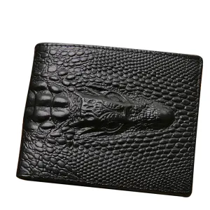 Genuine Leather Wallet with Crocodile Print