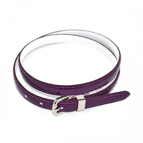 Gift Box 2 Belts | Black & Purple Skinny Leather Belt Gift Set