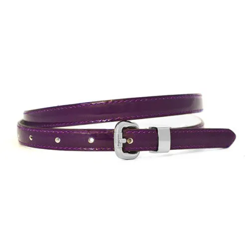 Gift Box 2 Belts | Black & Purple Skinny Leather Belt Gift Set
