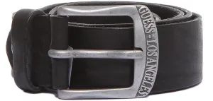 Guess Crackle Men's Plain Leather Belt In Black