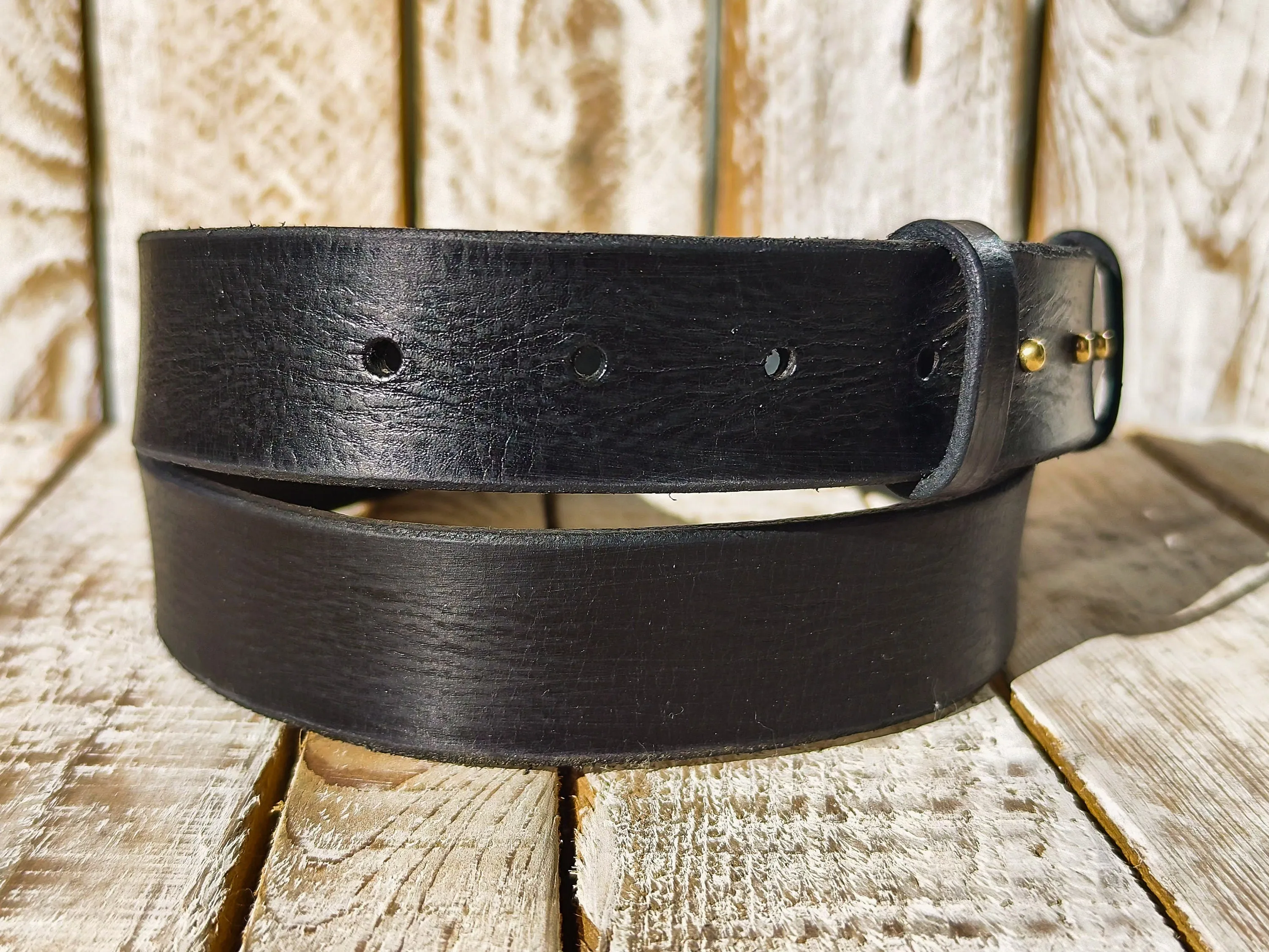 Handmade Black Leather Belt - 32cm Wide - No Buckle - Elegant  Versatile for Casual  Formal Wear