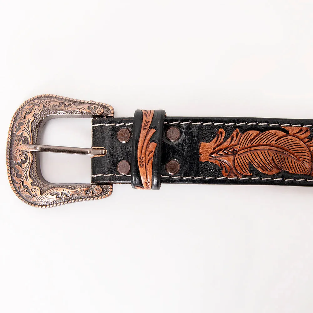 Hilason Hand Carved Western Leather Men Women Belt Beaded