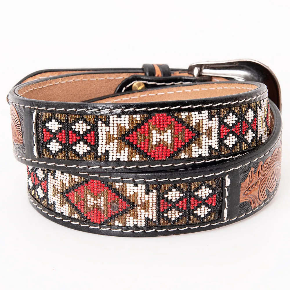 Hilason Hand Carved Western Leather Men Women Belt Beaded