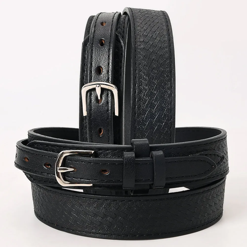 HILASON Tooled Genuine Heavy-duty Leather Hand Crafted Unisex Ranger Belt Black