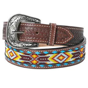 HILASON Western Heavyduty Leather Concealed Carry Belt Basket Weave Tooled  With Beeds