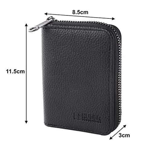 Homestic Card Holder Wallet for Men Women|Debit Credit Card Holder|Wallet for Id, Visiting Card, Buisness Card|RFID Protected|Zipper Closure|Black