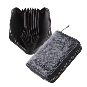 Homestic Card Holder Wallet for Men Women|Debit Credit Card Holder|Wallet for Id, Visiting Card, Buisness Card|RFID Protected|Zipper Closure|Black