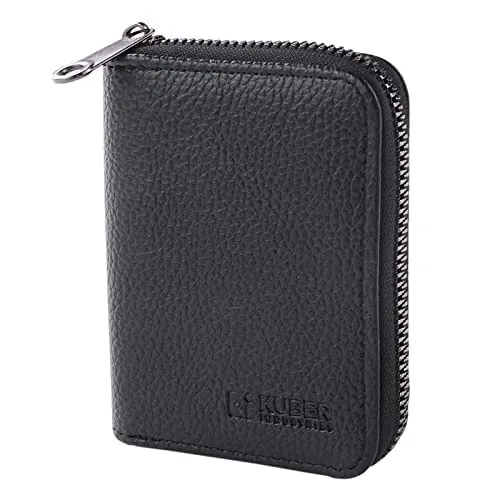 Homestic Card Holder Wallet for Men Women|Debit Credit Card Holder|Wallet for Id, Visiting Card, Buisness Card|RFID Protected|Zipper Closure|Black