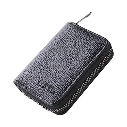 Homestic Card Holder Wallet for Men Women|Debit Credit Card Holder|Wallet for Id, Visiting Card, Buisness Card|RFID Protected|Zipper Closure|Black