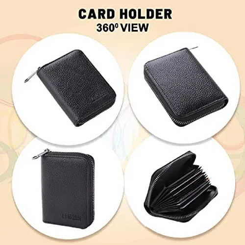 Homestic Card Holder Wallet for Men Women|Debit Credit Card Holder|Wallet for Id, Visiting Card, Buisness Card|RFID Protected|Zipper Closure|Black