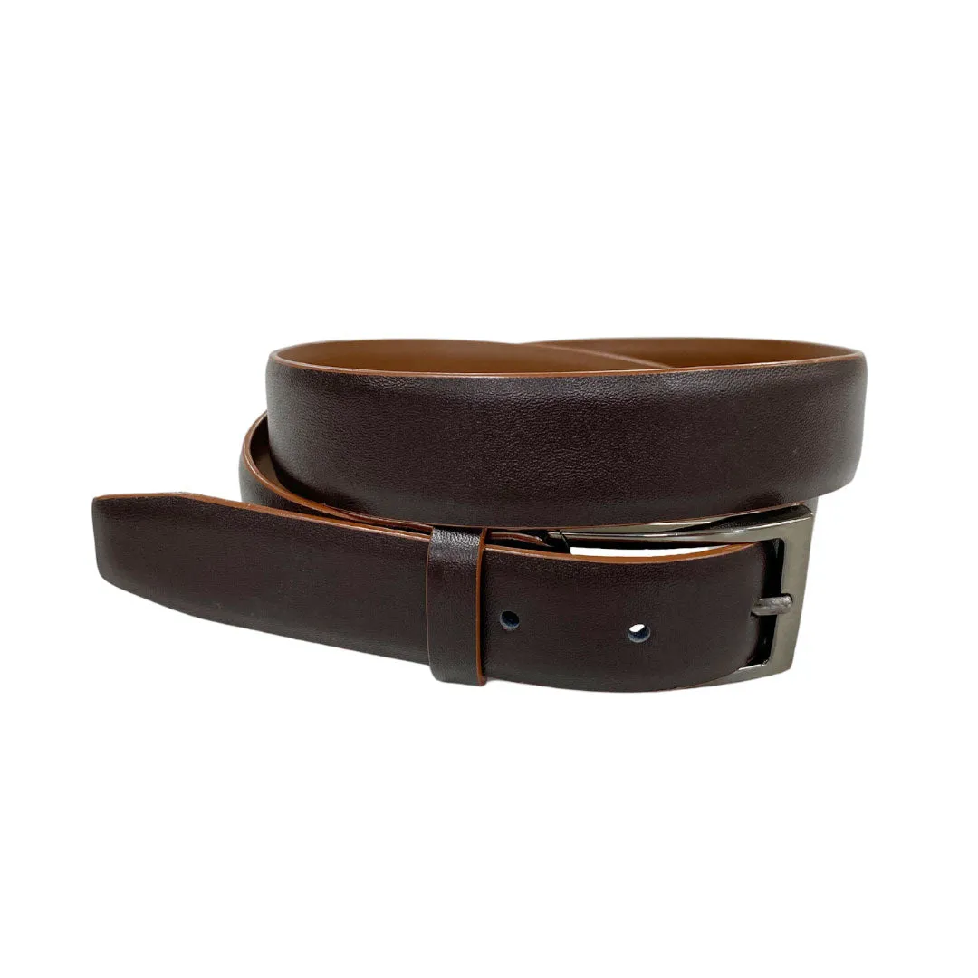 JOE - Men's Dark Brown Genuine Leather Belt with Gunmetal Pin Buckle