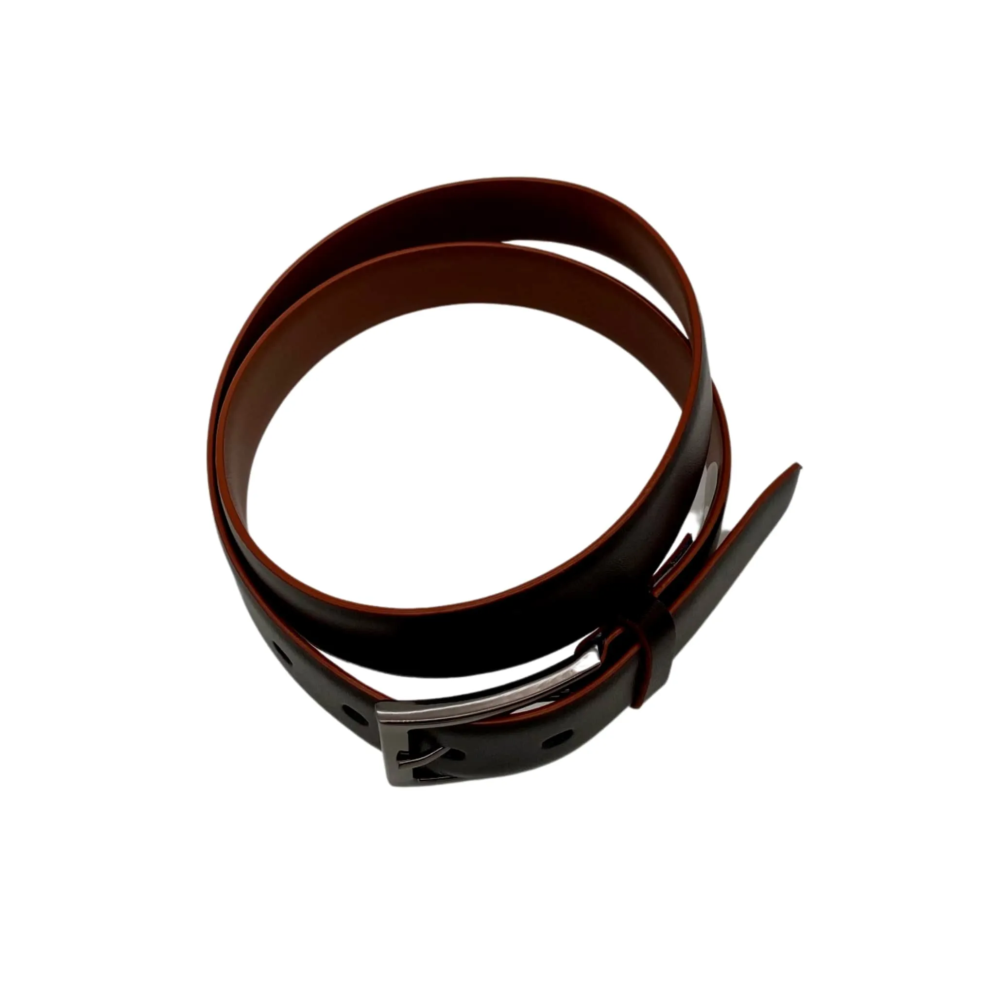 JOE - Men's Dark Brown Genuine Leather Belt with Gunmetal Pin Buckle