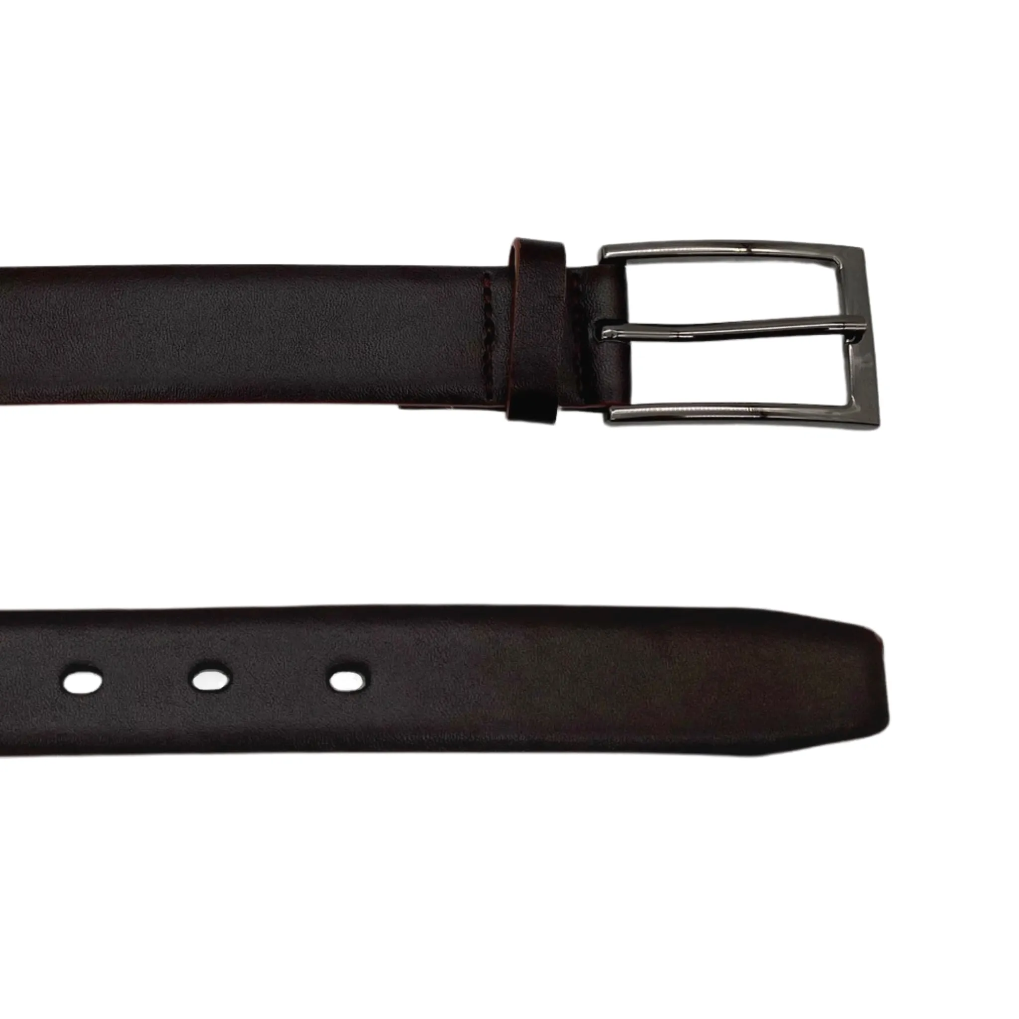 JOE - Men's Dark Brown Genuine Leather Belt with Gunmetal Pin Buckle