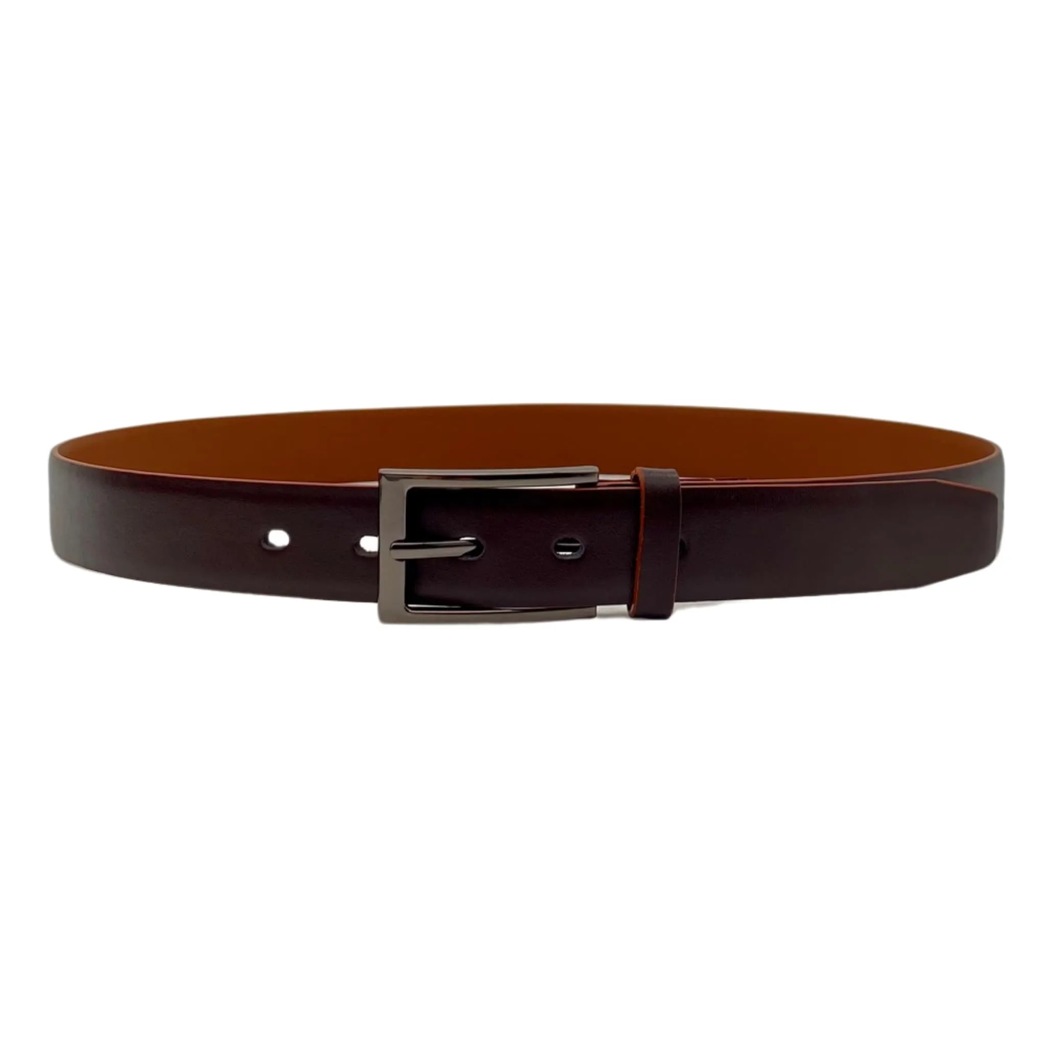 JOE - Men's Dark Brown Genuine Leather Belt with Gunmetal Pin Buckle