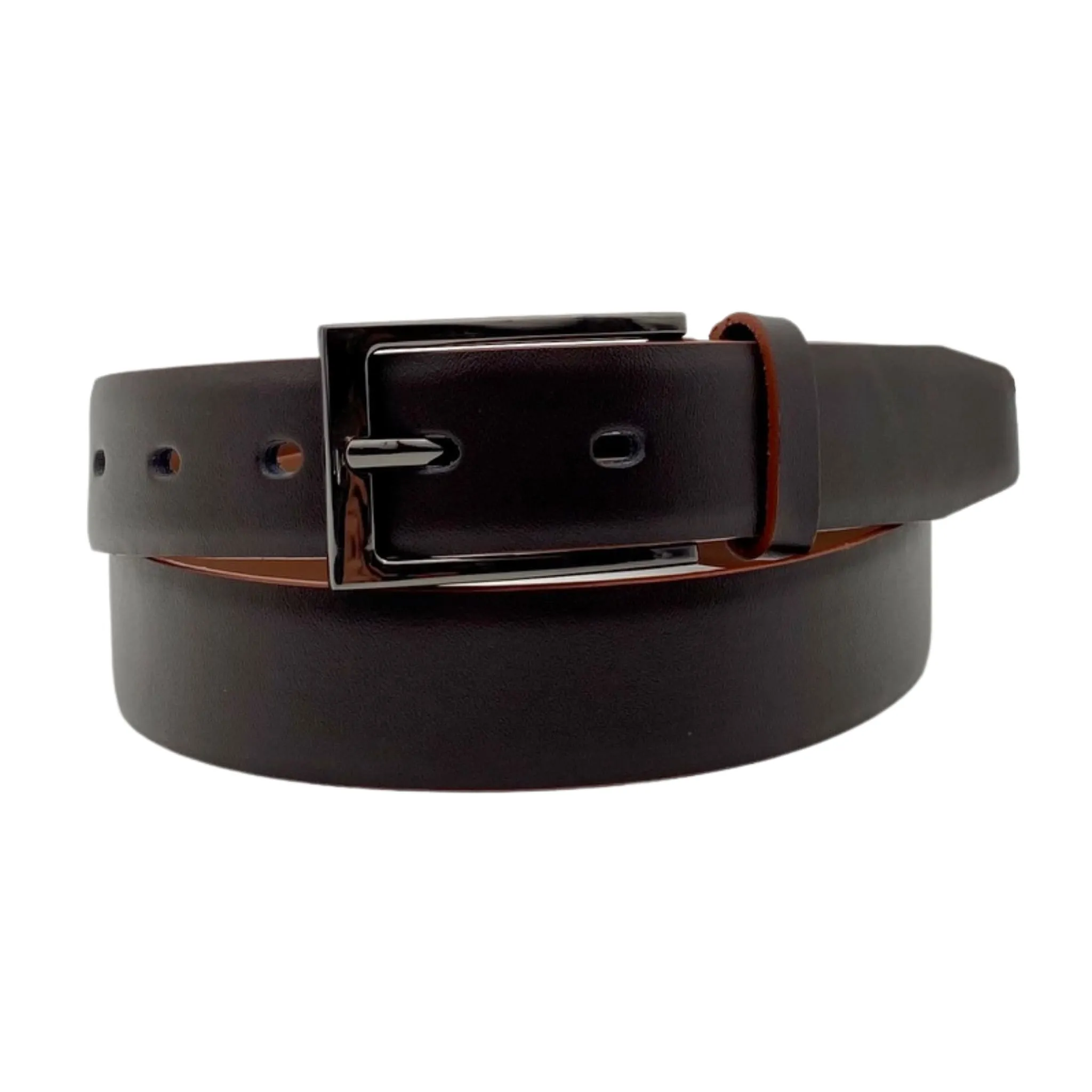 JOE - Men's Dark Brown Genuine Leather Belt with Gunmetal Pin Buckle