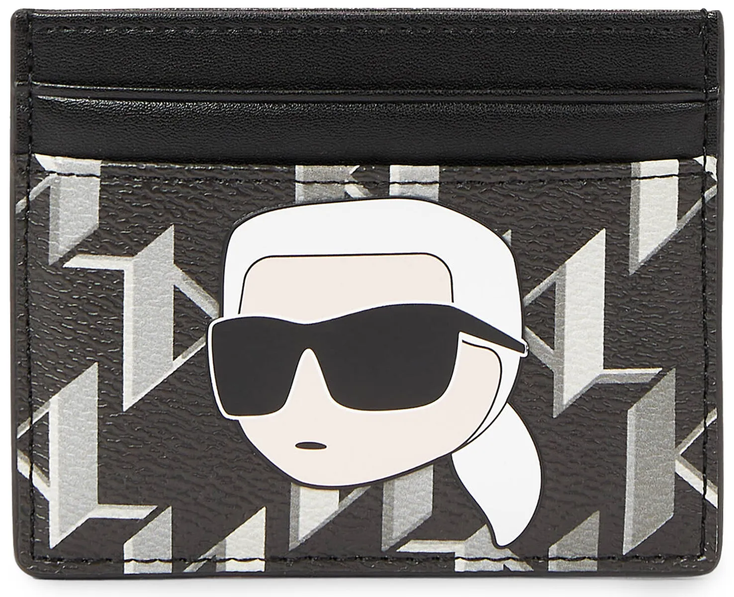 Karl Lagerfeld K Ikonik 2.0 Card Holder In Black White For Women