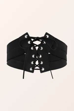 Lattice Corset Elastic Belt - Black