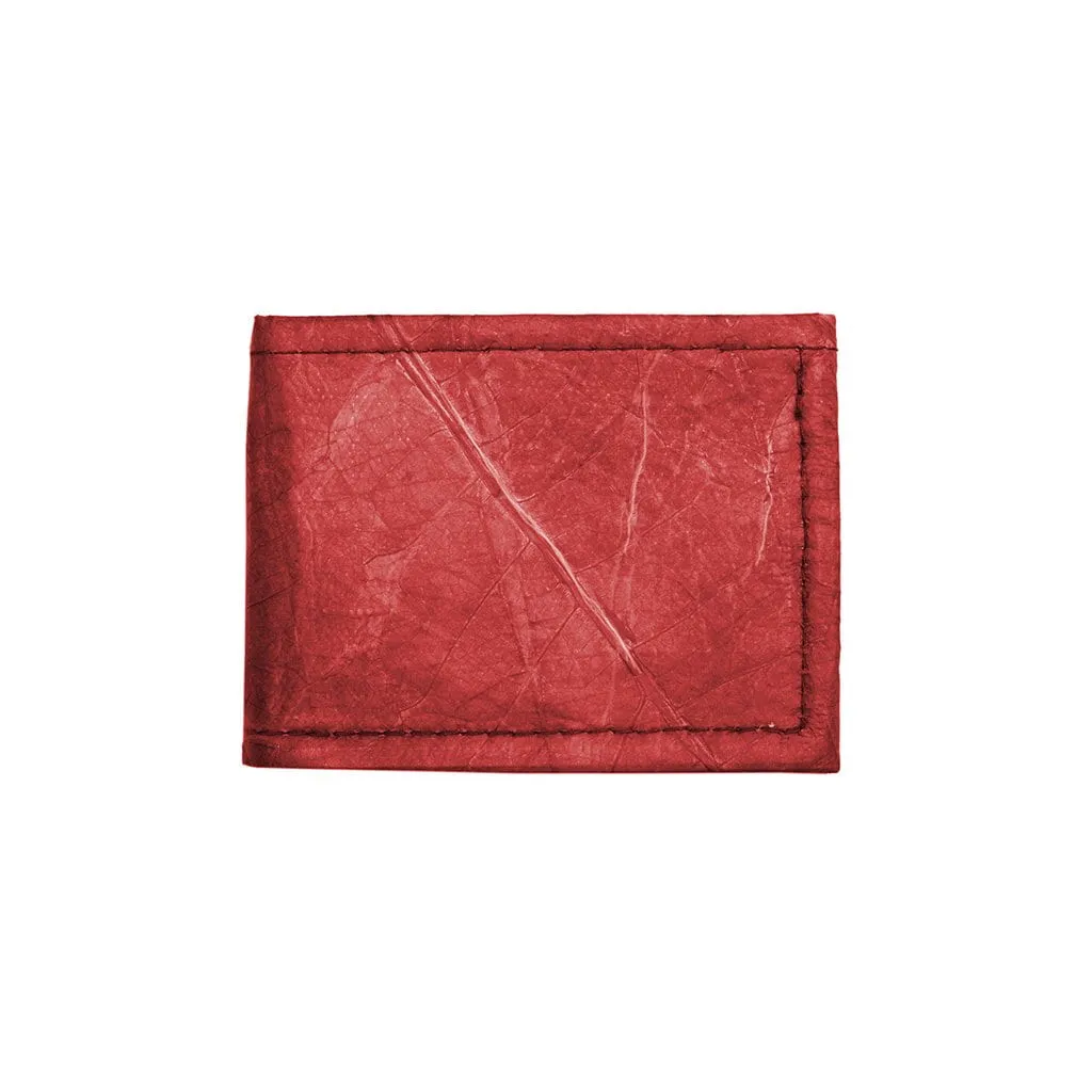 Leaf Leather Bifold Wallet - Red