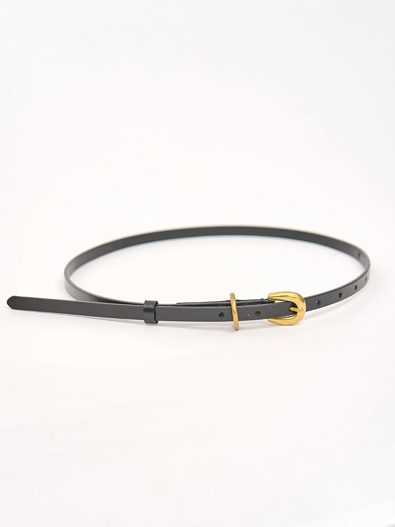 Leather Narrow Belt - Black