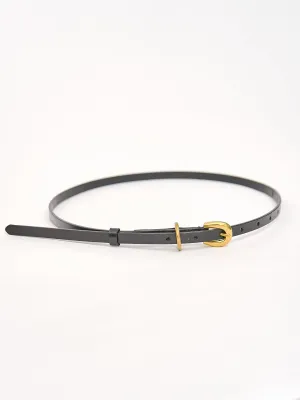 Leather Narrow Belt - Black