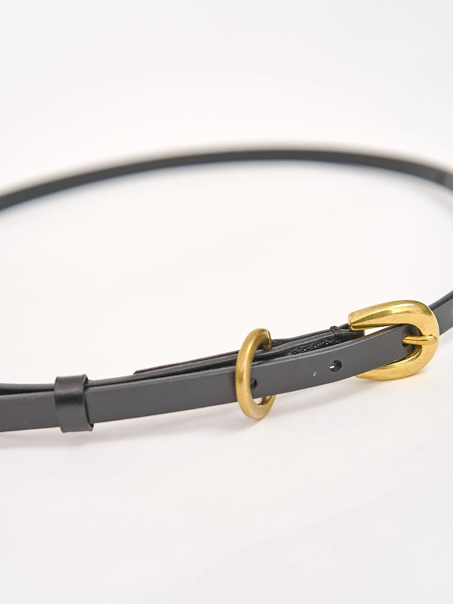 Leather Narrow Belt - Black