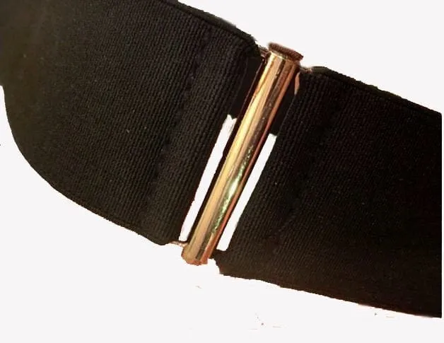 Luxury Gold/Silver/Black Elastic Wide Black Metal Belt For Women-WG13