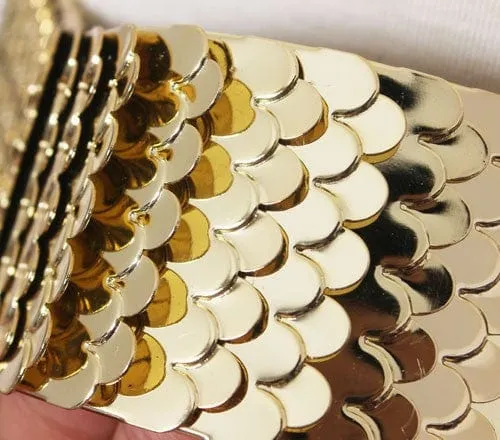 Luxury Gold/Silver/Black Elastic Wide Black Metal Belt For Women-WG13
