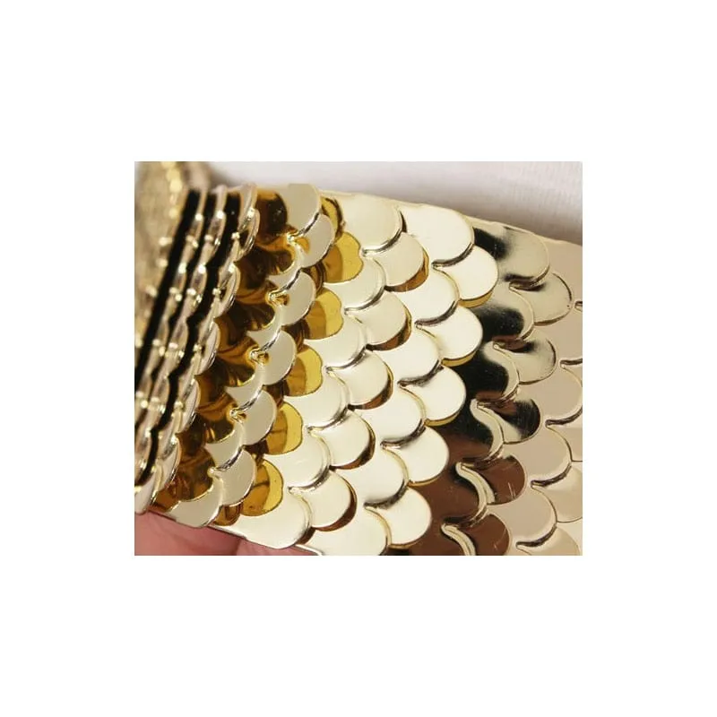 Luxury Gold/Silver/Black Elastic Wide Black Metal Belt For Women-WG13