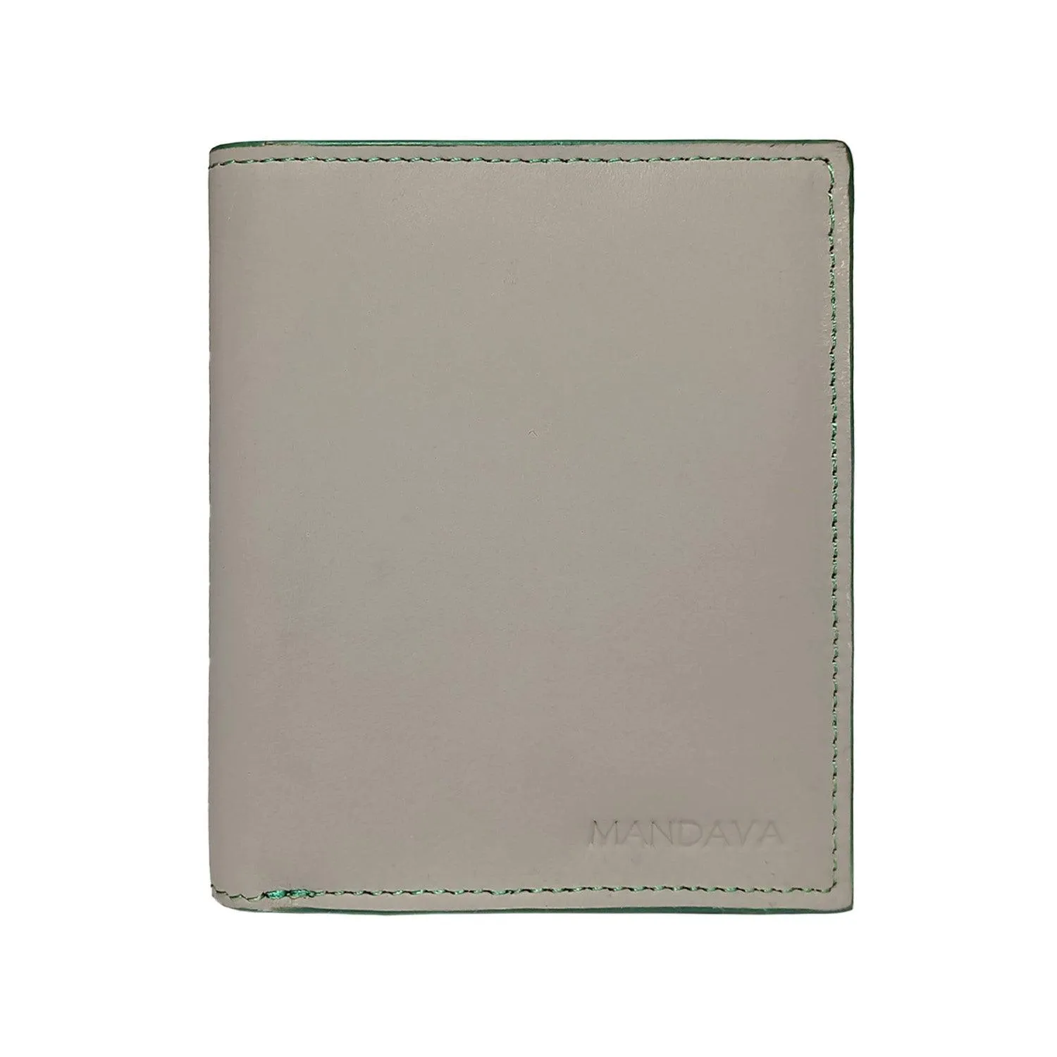 MANDAVA Top Grain Genuine Leather Slim Bifold RFID Blocking Wallet for Men (Light Grey)