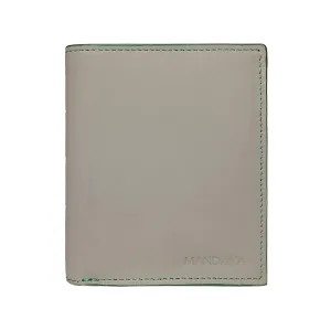 MANDAVA Top Grain Genuine Leather Slim Bifold RFID Blocking Wallet for Men (Light Grey)