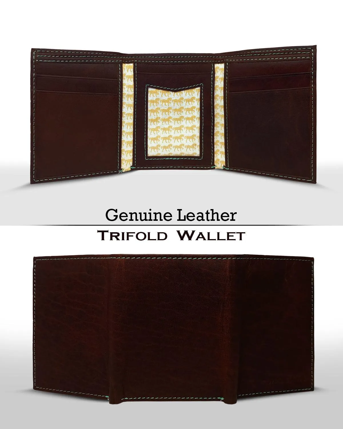 MANDAVA Top Grain Genuine Leather Slim Trifold RFID Blocking Wallet for Mens (Dark Brown)