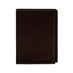 MANDAVA Top Grain Genuine Leather Slim Trifold RFID Blocking Wallet for Mens (Dark Brown)