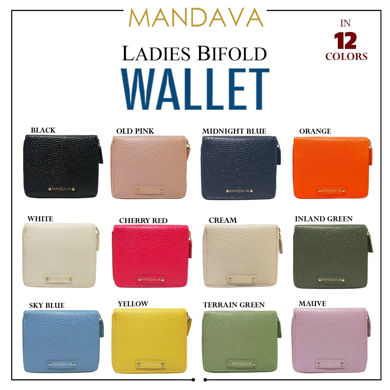 MANDAVA Women's Small Bifold PU Leather Wallet | Ladies Slim Compact Card Holder Organizer Zipper Coin Purse (Mauve)