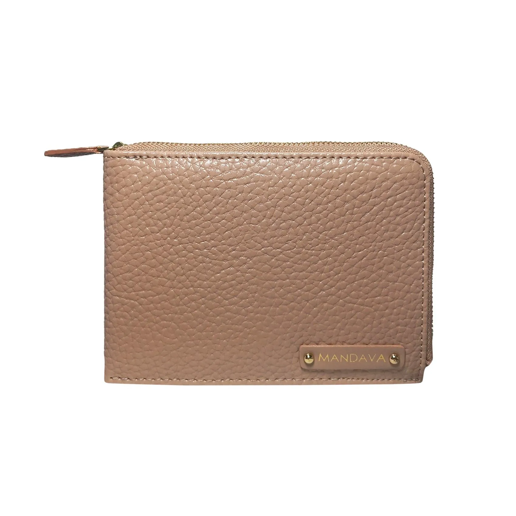 MANDAVA Women's/Ladies Small PU Leather Slim Compact Passport Holder Zipper Travel Wallet (Old Pink)