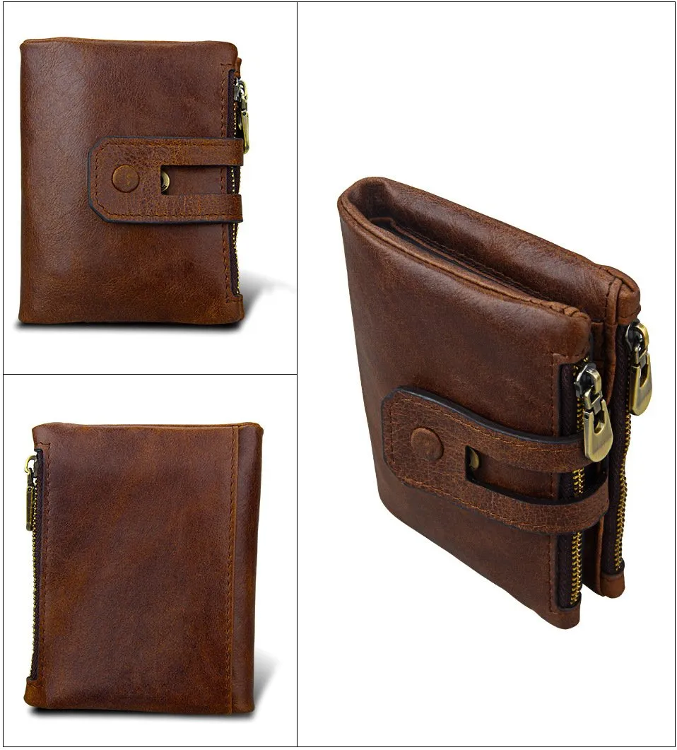 Men Genuine Leather Wallet with Anti-Magnetic Anti-Theft RFID Protection Lining