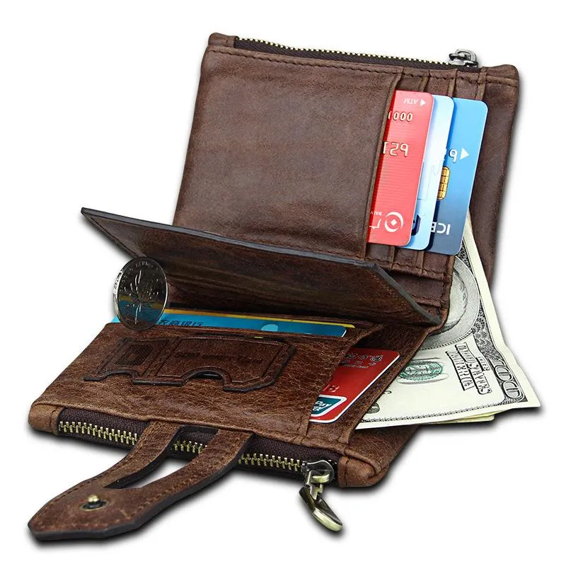 Men Genuine Leather Wallet with Anti-Magnetic Anti-Theft RFID Protection Lining