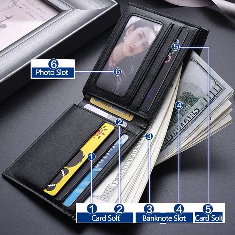 Men Plaid Pattern Bifold Short Wallet Business Embossed Thin Multi-card Slot Card Holder Coin Purse