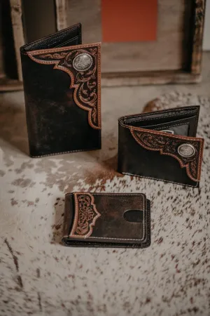 Men's Ariat Leather Tooled Accented Wallet (3 Styles)
