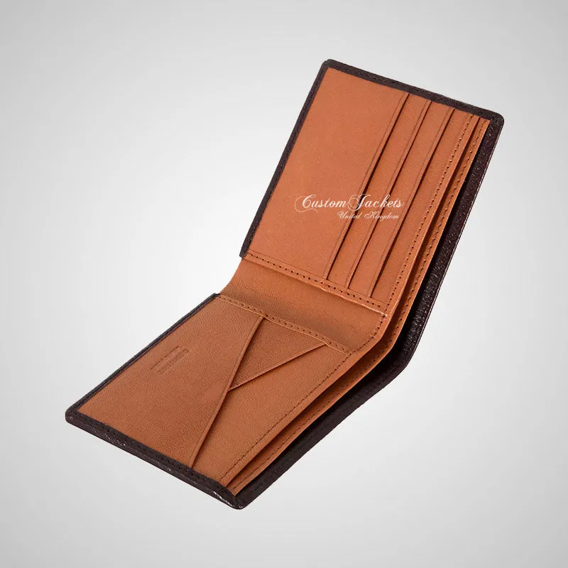 Mens Bifold Leather Wallet Brown Tan Card Holder RFID PROTECTED