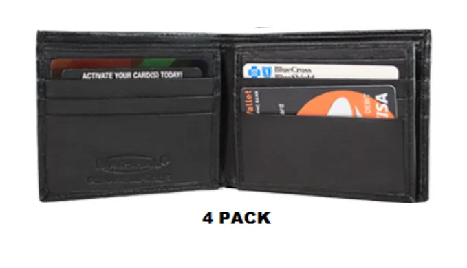 Men's Black Genuine Leather Bifold & Trifold Wallets - Ships Same/Next Day!