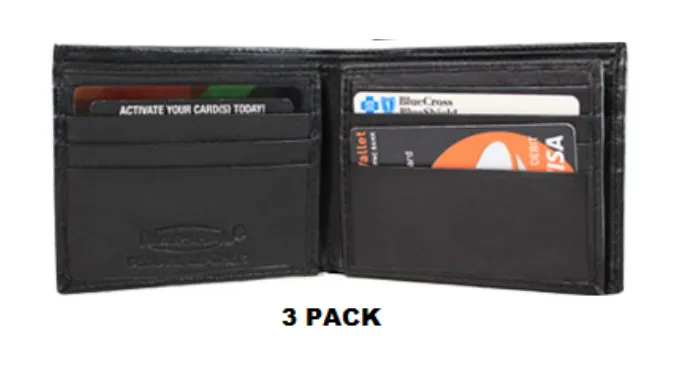 Men's Black Genuine Leather Bifold & Trifold Wallets - Ships Same/Next Day!