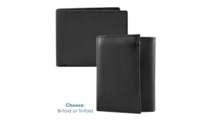 Men's Black Genuine Leather Bifold & Trifold Wallets - Ships Same/Next Day!