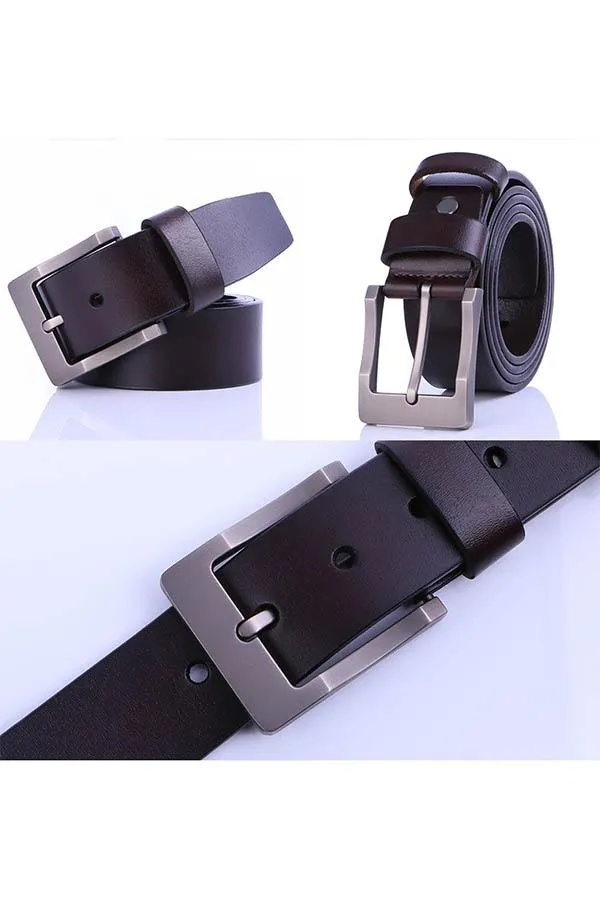 Men's Casual Leather Belt Bussiness Buckle Belt for Jeans