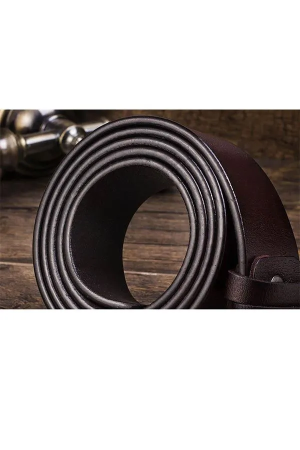 Men's Casual Leather Belt Bussiness Buckle Belt for Jeans