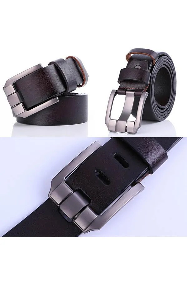 Men's Casual Leather Belt Bussiness Buckle Belt for Jeans