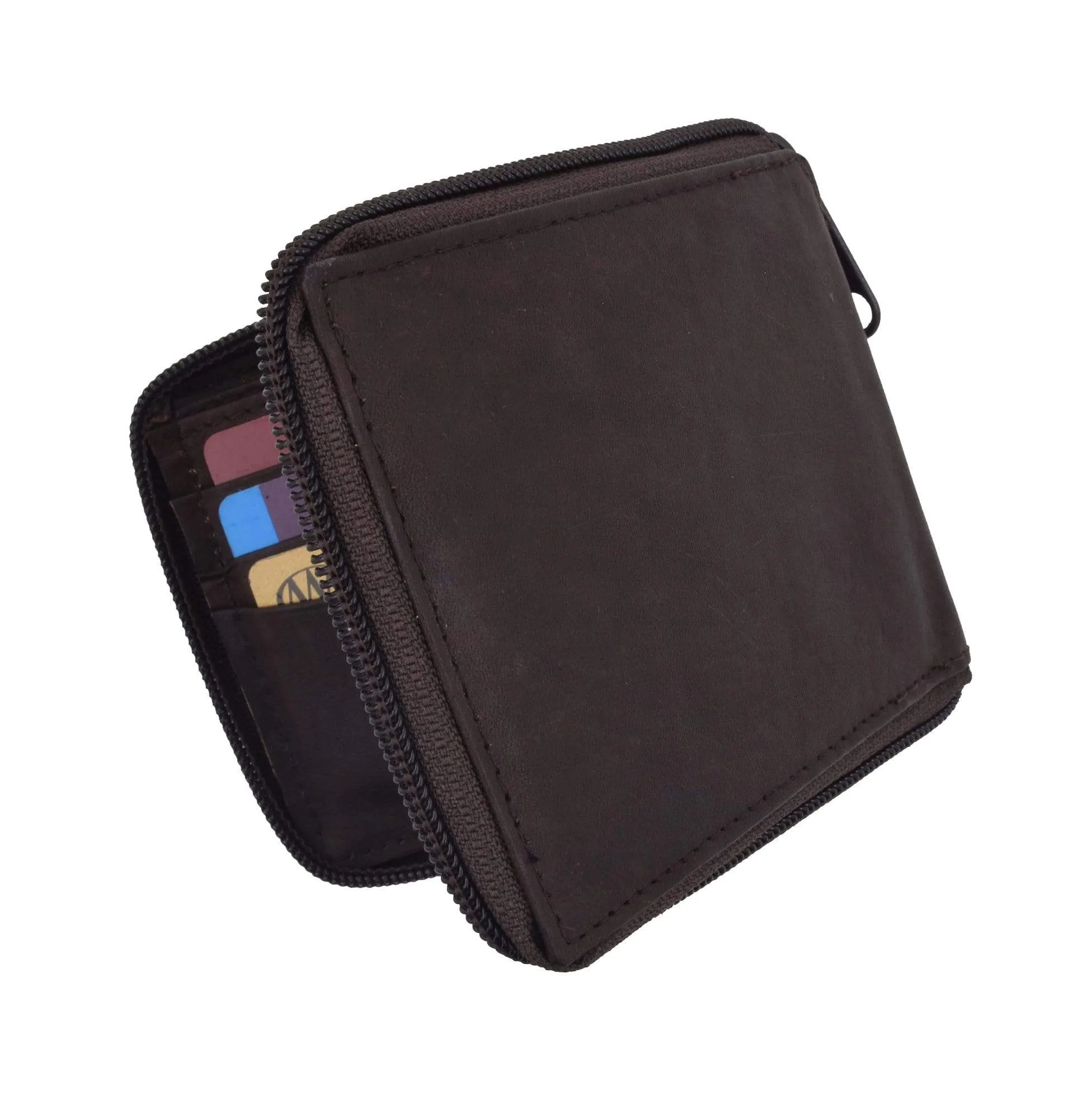Mens Leather Wallet Pockets Money Purse Credit Card Clutch Bifold Zipper 1456 CF